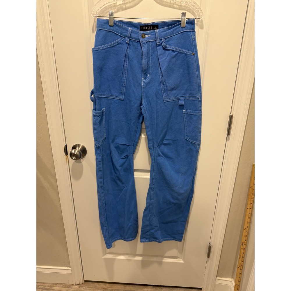 Lioness Women Carpenter Pants Contrast Stitch Blue Size S